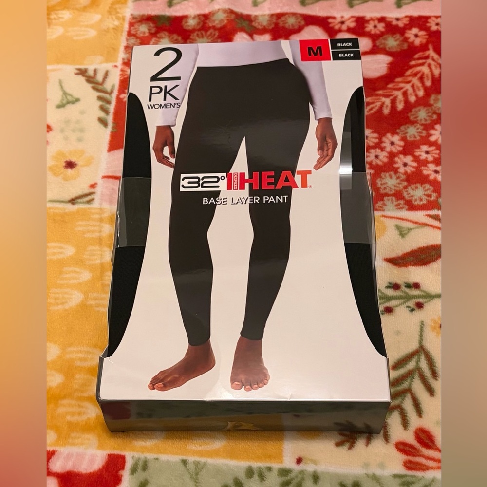 32 Degrees HEAT Black Base Layer Pants size M 2 Pack New